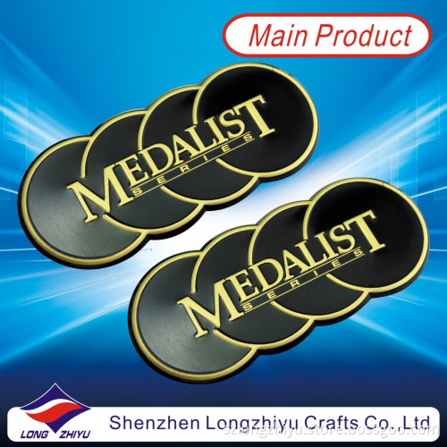 Custom Gold Metal Cheap Custom Label Tag, Bronze Nameplate Emblem with Black Paint Filled (LZY600017)